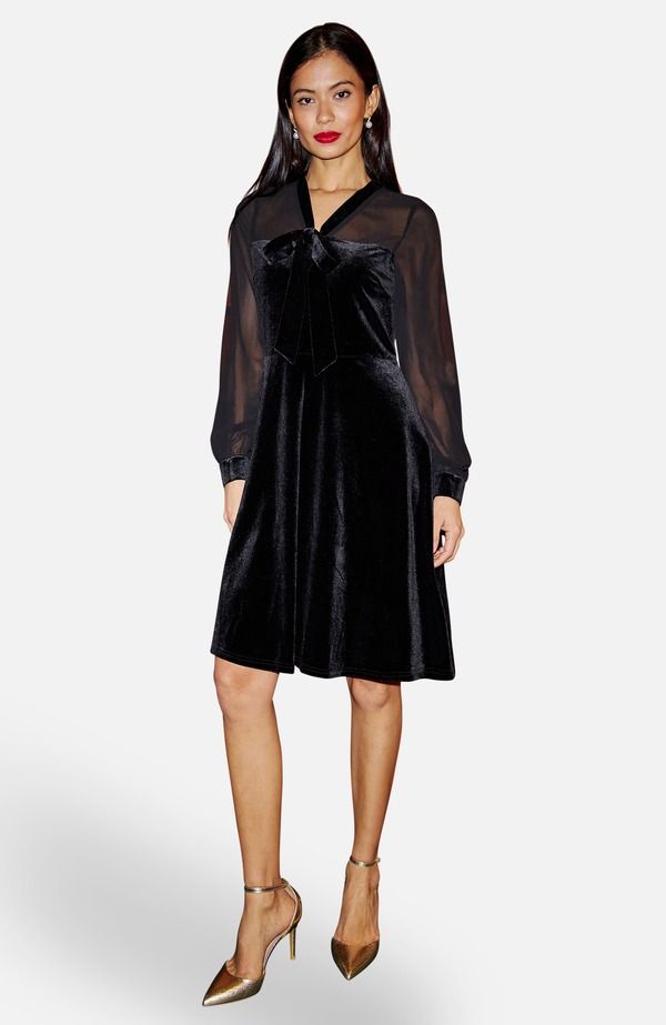 ユミキム レディース トップス ワンピース ベルベット シアー Yumi Velvet Sheer Sleeveskater Dress Black ブラック