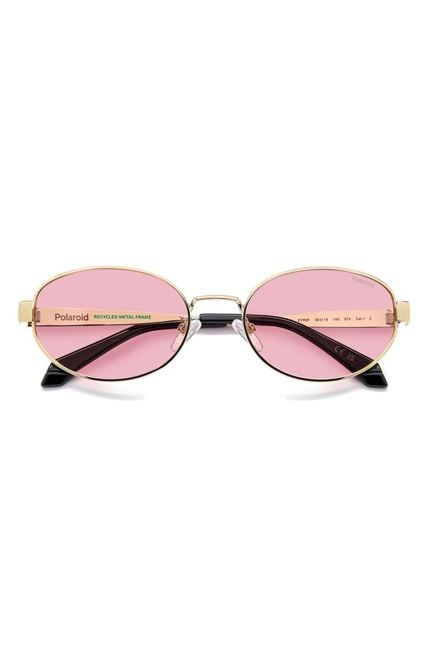 ポラロイド レディース アクセサリー サングラス・アイウェア Polaroid 55mm Polarized Oval Sunglasses GOLD PINK PINK PZ ピンク