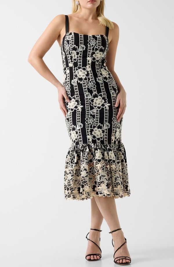 マルシアーノ レディース トップス ワンピース ミディ ノースリーブ 刺繍 Marciano Florencembroide red Sleeveless Midi Dress BLACKNIT ブラ
