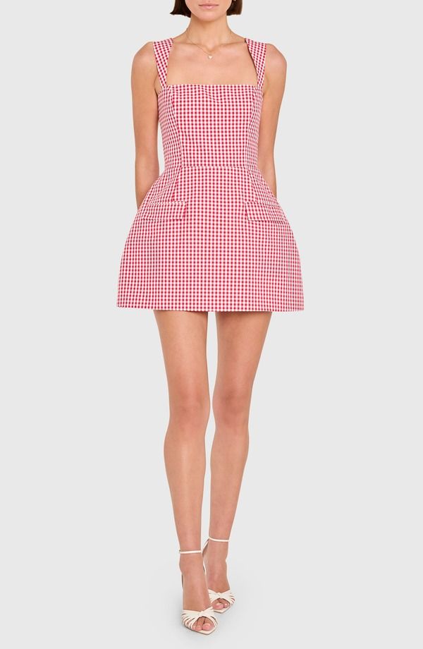 アマンダ アプリチャード レディース トップス ワンピース ロンパース Amanda Uprichard Bethany Skort Rompe rED WHITE ホワイト