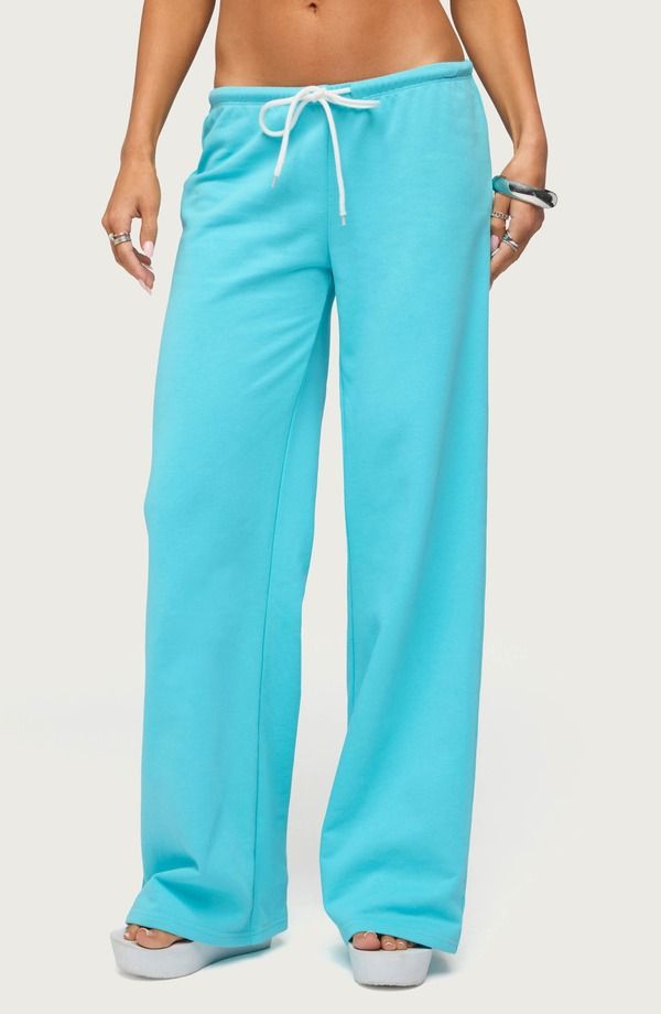 アディクテッド レディース ボトムス カジュアルパンツ ストレート スウェットパンツ EDIKTED Callista Straight Leg Sweatpants TURQUOISE ターコイズ
