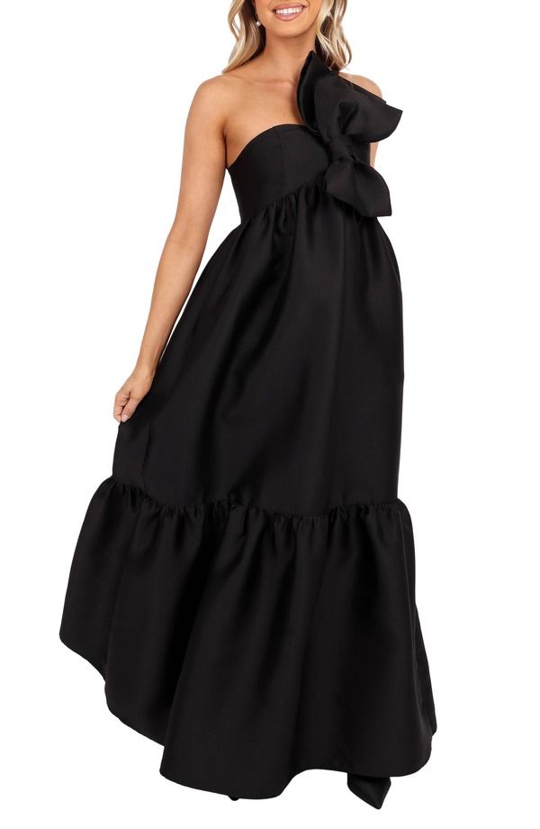 ペタルアンドパップ レディース トップス ワンピース ワンショルダー Petal Pup Betina Bow OneShoulder Gown BLACK ブラック