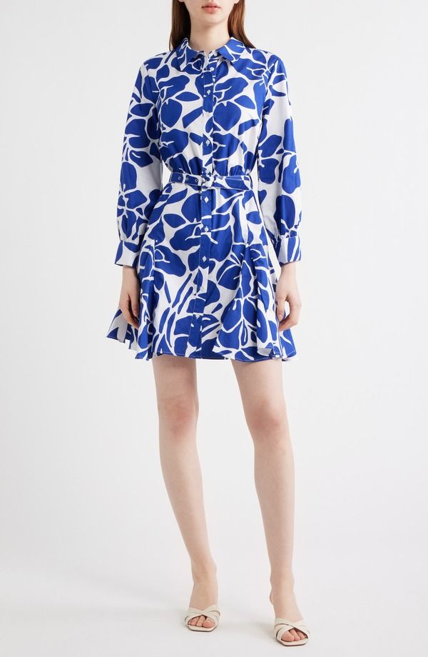 セセ レディース トップス ワンピース シャツ コットン CeCe Belted Long Sleeve Cotton Shirtdress WHITE ホワイト