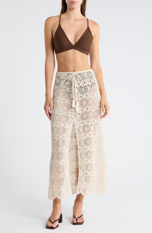 レイミー ブルック レディース ボトムスカート Ramy Brookarina CoverUp Skirt NEUTRAL FOIL CROCHET