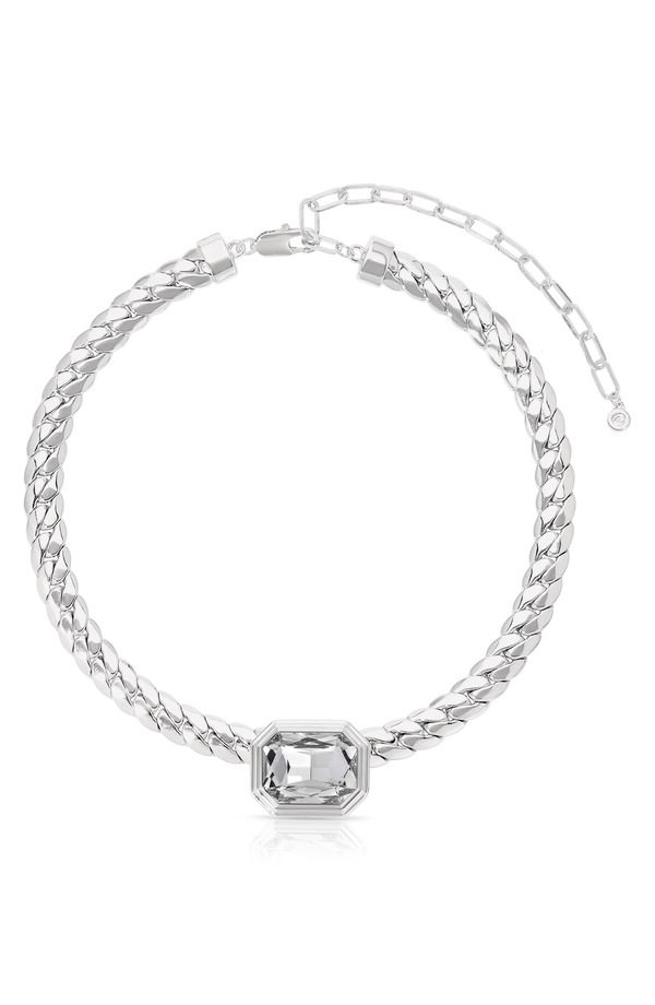 エティカ レディース アクセサリー ネックレス・チョーカー レース Ettika Deco Crystal Statement Cuban Chainecklace SILVER シルバー