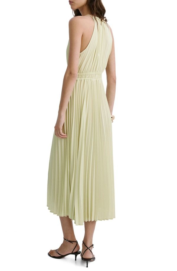 マンゴ レディース トップス ワンピース プリーツ ミディ ホルター MANGO Pleated Halter Neck Midi Dress PASTEL GREEN グリーン