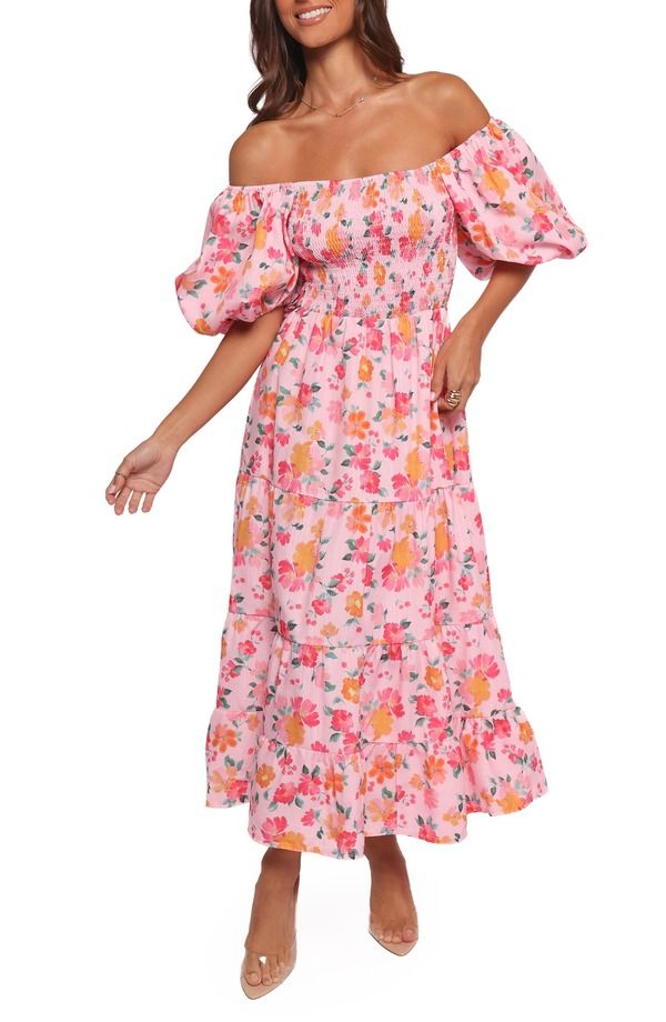 ペタルアンドパップ レディース トップス ワンピース フラワー柄 プリント マキシ フラワー Petal Pup Soliel Floral Print Off the Shoulder Maxi D