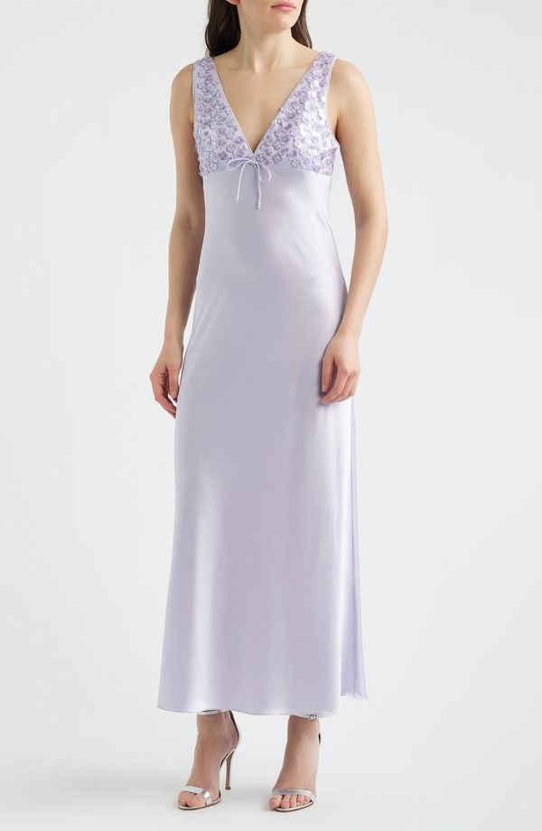 セイラー レディース トップス ワンピース サテン スパンコール Saylor Serefina Sequin Flower Satin Gown LAVENDER ラベンダー 48,480円