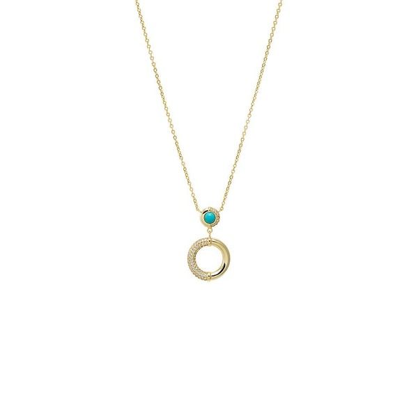 バイ アディナ エデン レディース アクセサリー ネックレス・チョーカー レース BY ADINA EDEN Turquoise CZ Open Circle Pendant Necklace Tur 11,985円