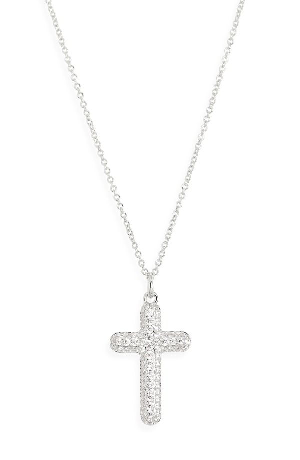 ナディール レディース アクセサリー ネックレス・チョーカー レース Nadri Crushed Pav Cross Pendant Necklace RHODIUM