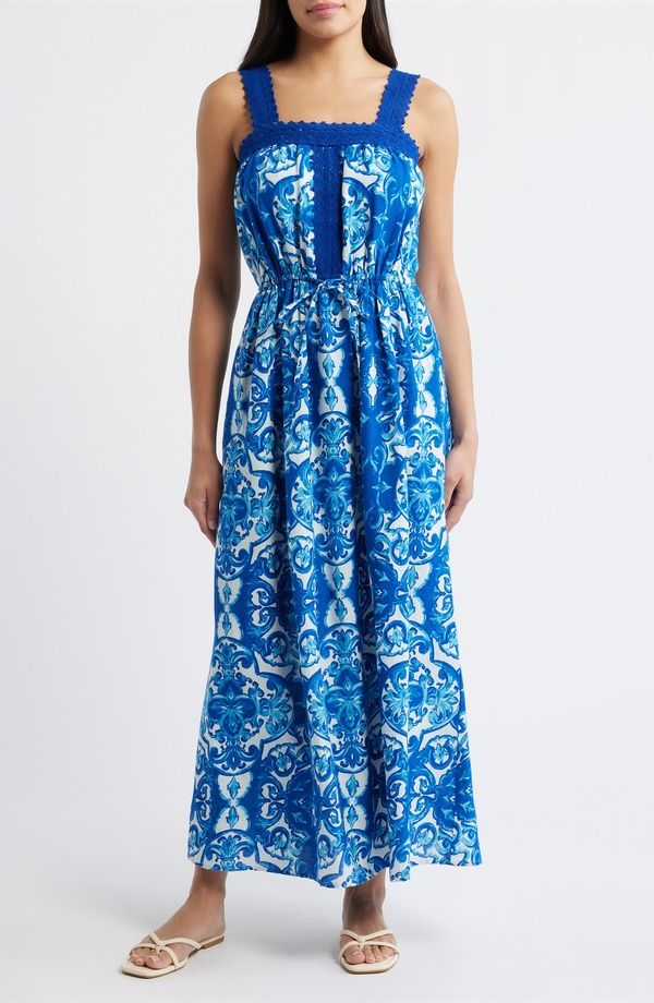シティブルース レディース トップス ワンピース プリント ノースリーブ マキシ CITY BLUES Allover Print Sleeveless Maxi Dress COBALT コバルト