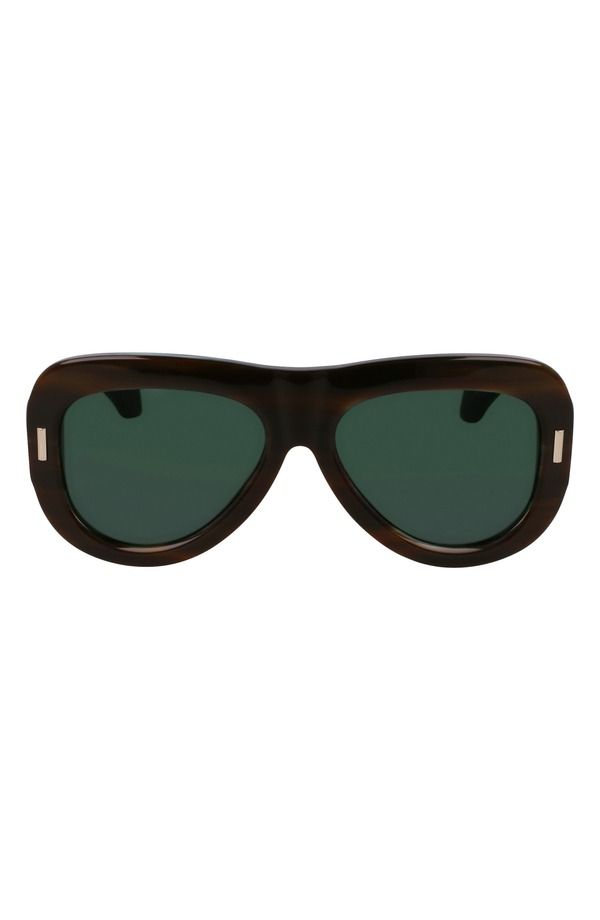 フェラガモ レディース アクセサリー サングラス・アイウェア FERRAGAMO Rivets 57mm Aviator SunglassesTRIPED BROWN GREEN グリーン
