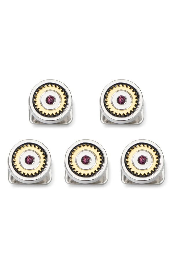 カフリンク メンズ アクセサリー カフスボタン シャツ Cufflinks Inc Gear Amethyst 5Piece Shirt Stud Set SILVER シルバー