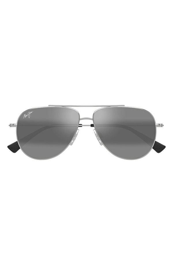 マウイジム レディース アクセサリー サングラス・アイウェア Maui Jim Hauloli XS 56mm Polarized Aviator Sunglasse sILVER シルバー