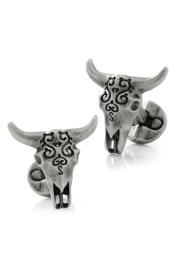 カフリンク メンズ アクセサリー カフスボタン Cufflinks Inc Cow Skull Cuff Link sILVER シルバー