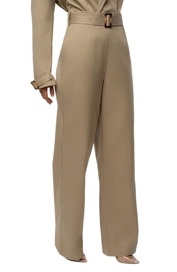 ジェイラックスレーベル レディース ボトムス デニムパンツ コットン JLUXLABEL Uncharted Belted Cotton Blend Pants BEIGE ベージュ