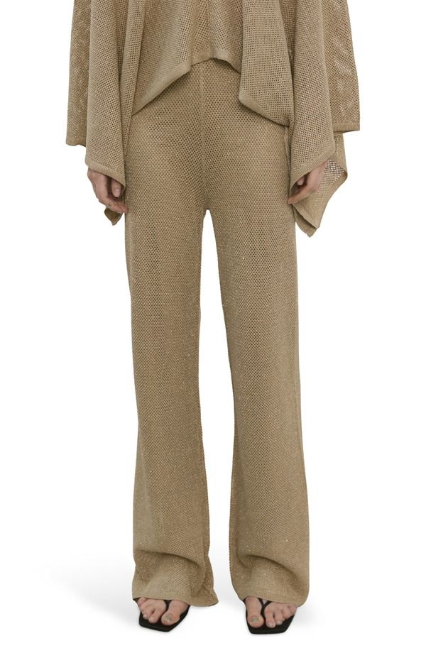 マンゴ レディース ボトムス デニムパンツ ストレートール ニット MANGO Metallic PullOn Straight Leg Knit Pants GOLD ゴールド 24,336円