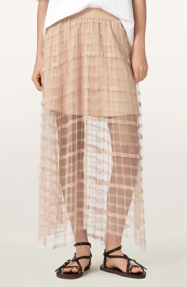 オールセインツ レディース ボトムスカート ティアード ミディ AllSaints Celia Tie red Midi Skirt BLUSH PINK ピンク