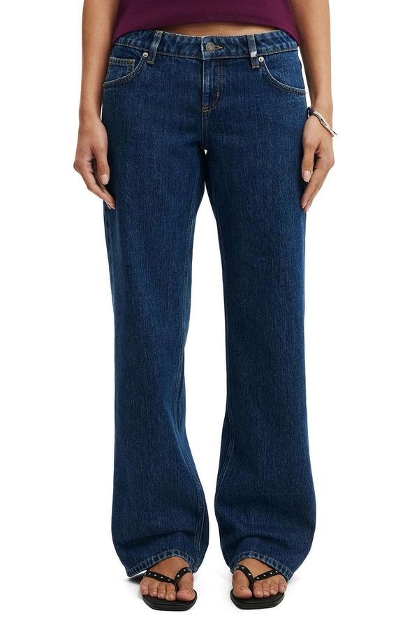コットンオン レディース ボトムス デニムパンツ ストレート ローライズ ジーンズ Cotton Low Rise Straight Leg Jeans GEMINI BLUE POCKET ブルー