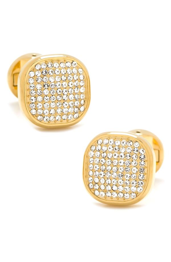 カフリンク メンズ アクセサリー カフスボタン Cufflinks Inc Pav Goldtone Cuff Links GOLD WHITE ホワイト