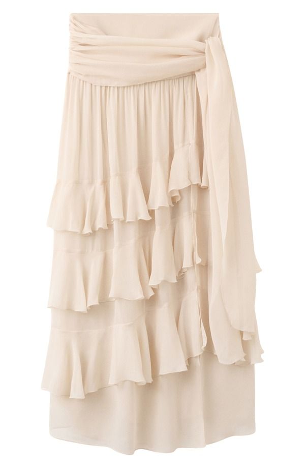 マンゴ レディース ボトムスカート ティアード マキシ MANGO Tie red Maxi Skirt ECRU エクリュ 26,520円
