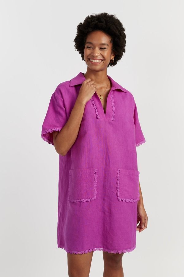 チンティアンドパーカー レディース ボトムス カジュアルパンツ リネン Chinti Parker LinenBlend Scallop Tunic Dress Magenta マゼンタ