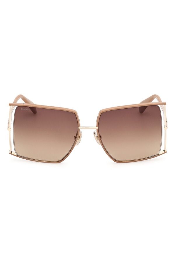 マックスマーラ レディース アクセサリー サングラス・アイウェア Max Mara 68mm Gradient Oversize Rectangular Sunglasses GOLD CAMEL B