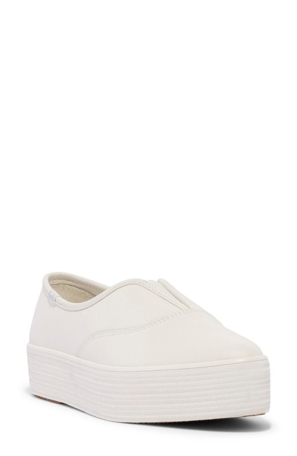 ケッズ レディース シューズ スニーカー プラットフォーム Keds Point Platform SlipOn Sneaker Women WHITE LEATHER ホワイト