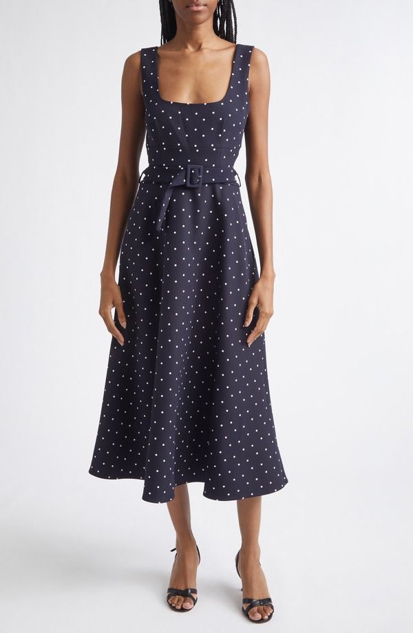 レイス レディース トップス ワンピース ドット柄 ドット ミディ Reiss Orielle Polka Dot Midi Dress NAVY ネイビー