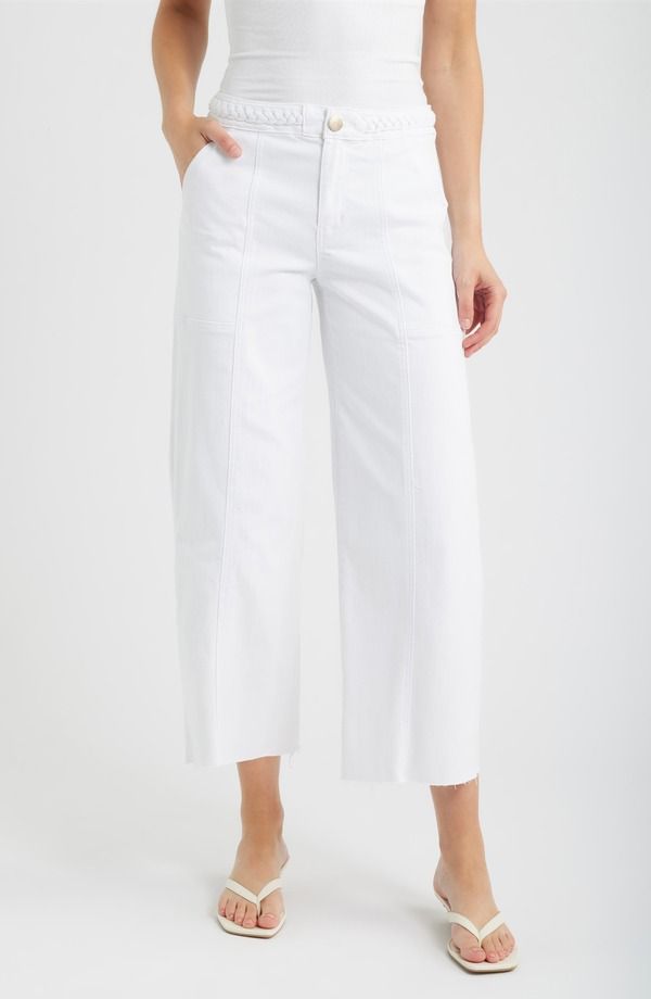 1822 デニム レディース ボトムス デニムパンツ ワイドレッグ ハイウエスト ジーンズ 1822 Denim Braided Waistband High Waist Wide Leg Jeans