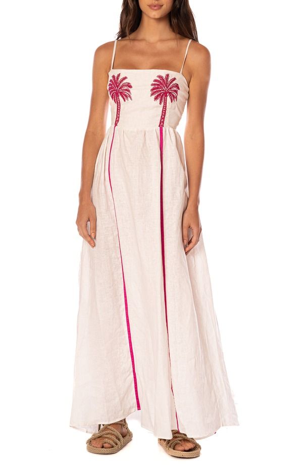 マージ レディース トップス ワンピース リネン マキシ Maaji Ela Tropical Haven Linen CoverUp Maxi Dress OPEN BEIGE ベージュ