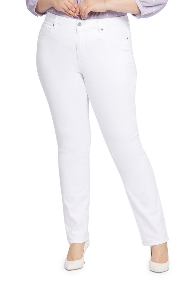 エヌワイディージェイ レディース ボトムス デニムパンツ ストレート プラスサイズ ジーンズ NYDJ Marilyn Straight Leg Jeans Plus OPTIC WHITE ホワイト