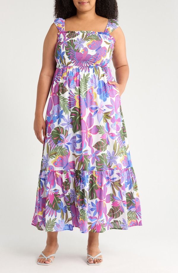 シュガーリップス レディース トップス ワンピース プラスサイズ シャーリング コットン SUGARLIPS Evren Tropics Tayla Smocked Cotton Sundress P