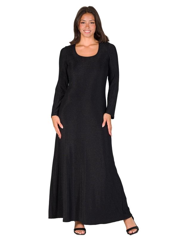 24 セブンコンフォート レディース トップス ワンピース マキシ 24seven Comfort Apparelong Sleeve Scoop Neck Shimmery Fabric Maxi 14,235円