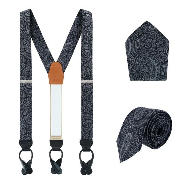 トラファルガー メンズ アクセサリー ベルト Trafalgar Sobee Paisley Brace Necktie Pocket Square Black ブラック