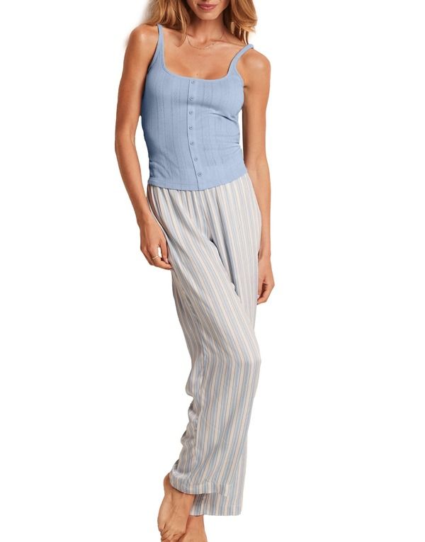 アドアミー レディース アンダーウェア ナイトウェア パンツ Adore Me Lindsay Pajama Tank Top And Pantset Stripe blue ブルー