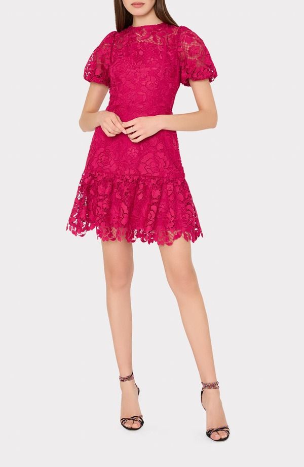 ミリー レディース トップス ワンピース レース Millyasmin Rose Mosaic Lace Dress RASPBERRY