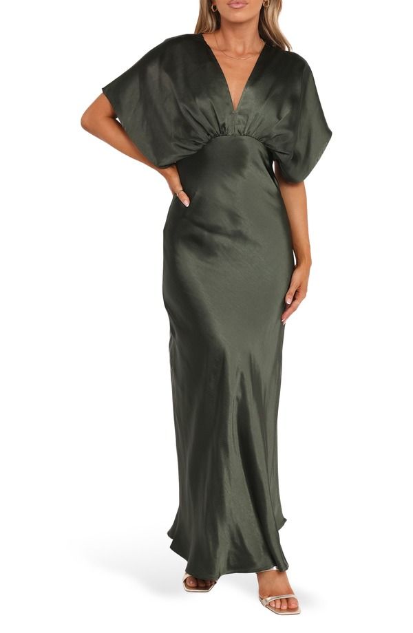 ペタルアンドパップ レディース トップス ワンピース サテン Petal Pup Ricki Satin Gown OLIVE GREEN グリーン