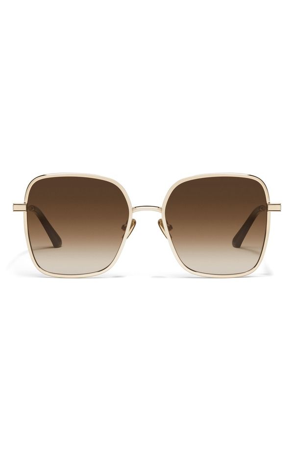 クエイ レディース アクセサリー サングラス・アイウェア QUAY 5th Ave 58mm Gradient Square Sunglasses GOLD BROWN ブラウン