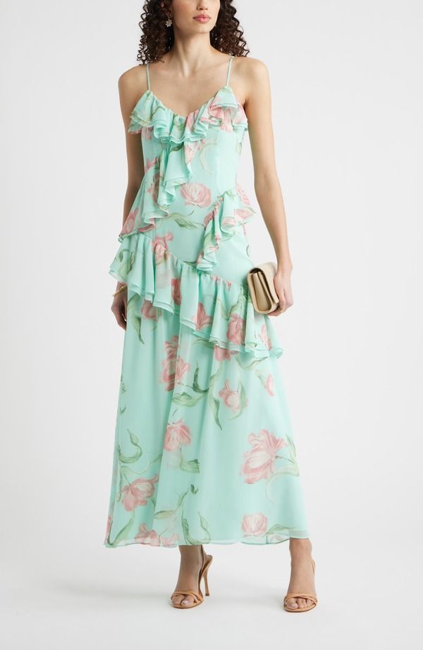 チェルシー 28 レディース トップス ワンピース Vネック ドレープ マキシ Chelsea28 VNeck Drape Maxi Dress AQUA PINK TULIP FIELD アクア