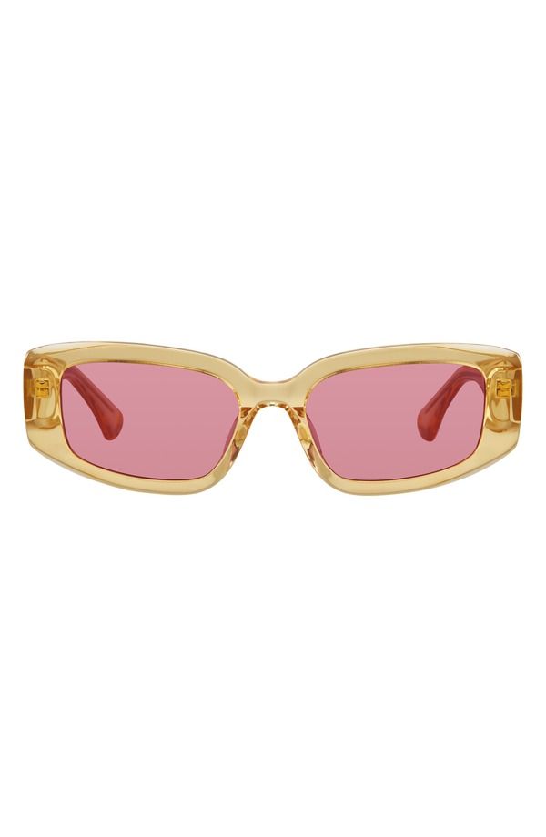 カートジェイガーロンドン レディース アクセサリー サングラス・アイウェア Kurt Geiger London 54mm Rectangular Sunglasses YELLOW PINK ピンク