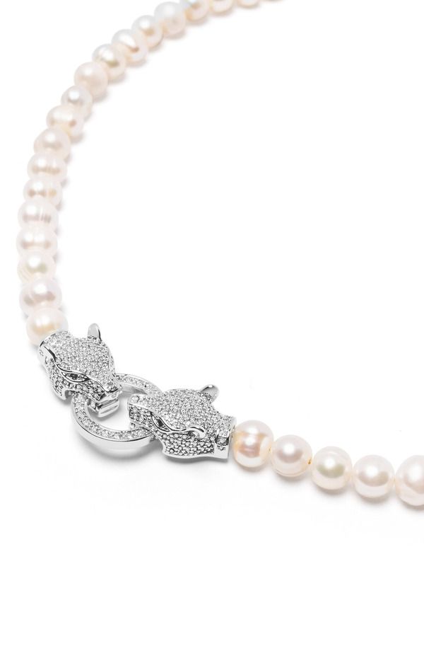 ナイアヤラ レディース アクセサリー ネックレス・チョーカー レース Nialaya Double Panther Head Pearl Choker Necklace Silver シルバー 34,320円