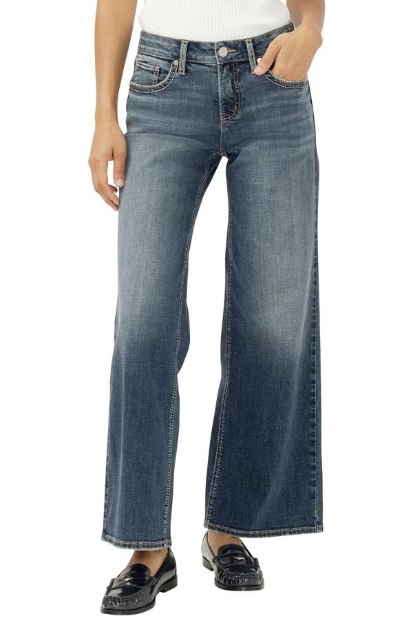 シルバー ジーンズ レディース ボトムス デニムパンツ ワイドレッグ Silver Jeans Co Suki Curvy Mid Rise Wide Leg Jeans BILLIE