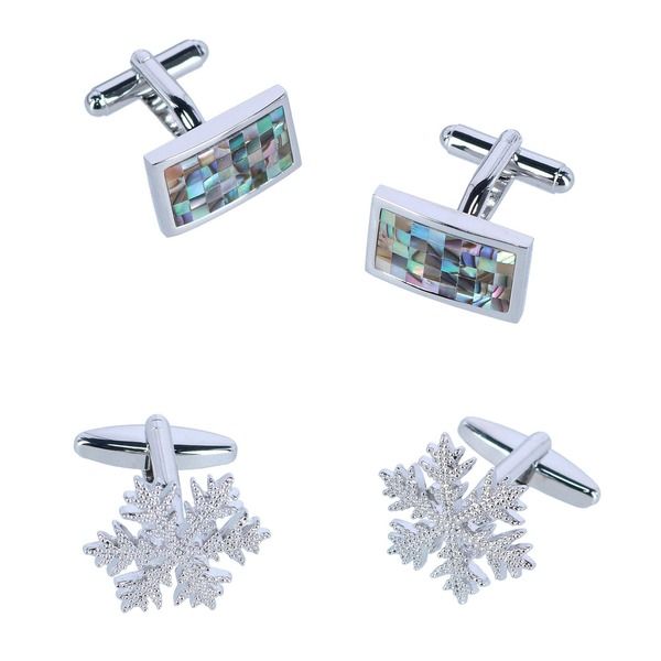 トラファルガー メンズ アクセサリー カフスボタン Trafalgar Cufflink Holiday Pack Snowflake and Mother of Pearl Set Silver シ
