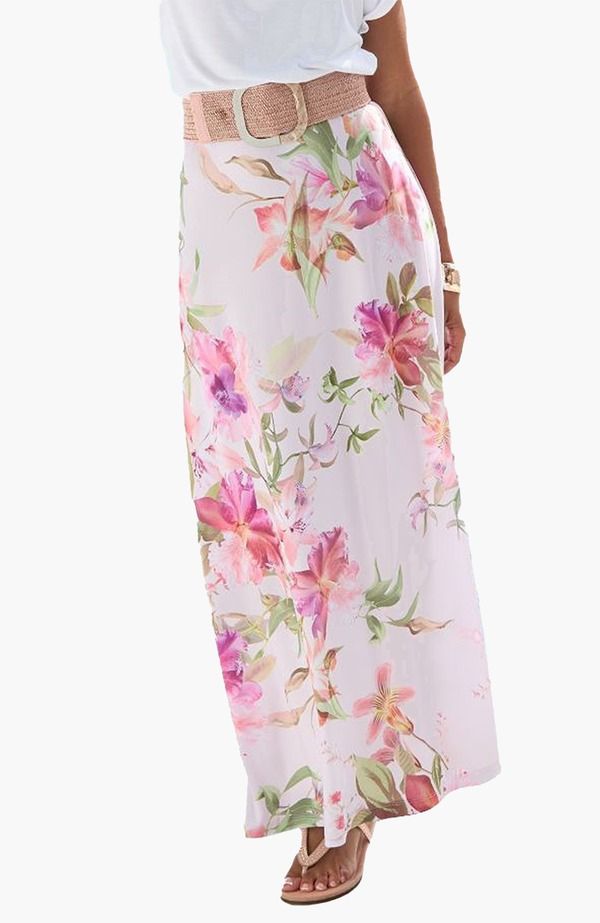 ラスカーナ レディース ボトムスカート フラワー柄 マキシ フラワー LASCANA Floral Maxi Skirt Rose Printed