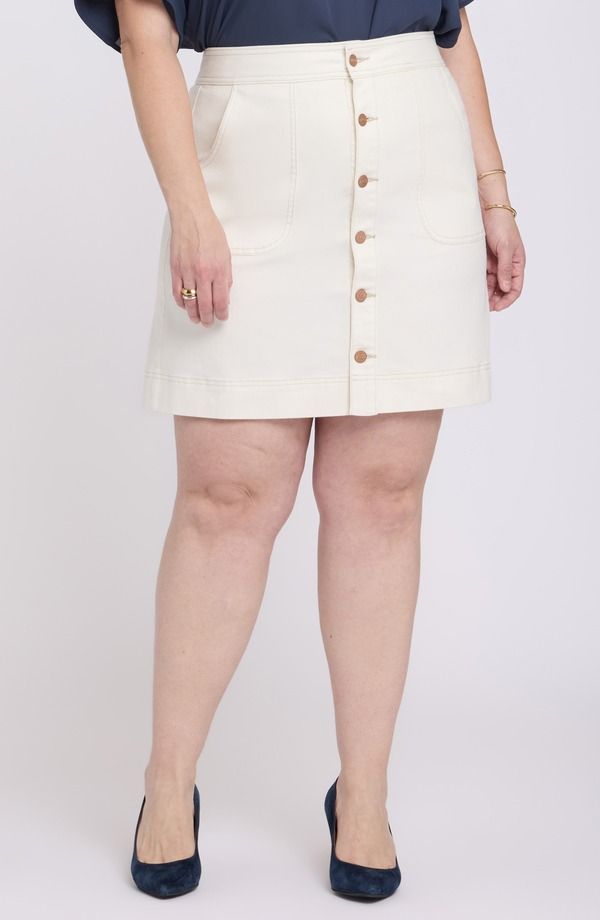 エヌワイディージェイ レディース ボトムス デニムパンツ A ライン ハイウエスト プラスサイズ スカート NYDJ High Waist ALine Denim Utility Skirt Plus