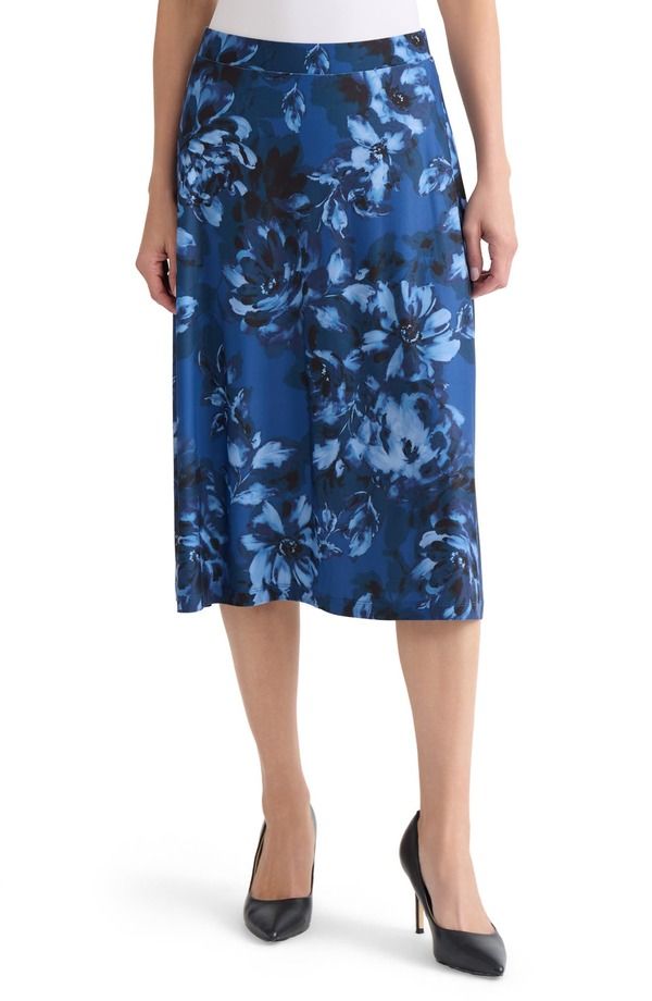 カスパール レディース ボトムスカート フラワー柄 プリント ニット フラワー KASPER Floral Print Knit Skirt BLUE NIGHT MULTI ブルー 16,786円