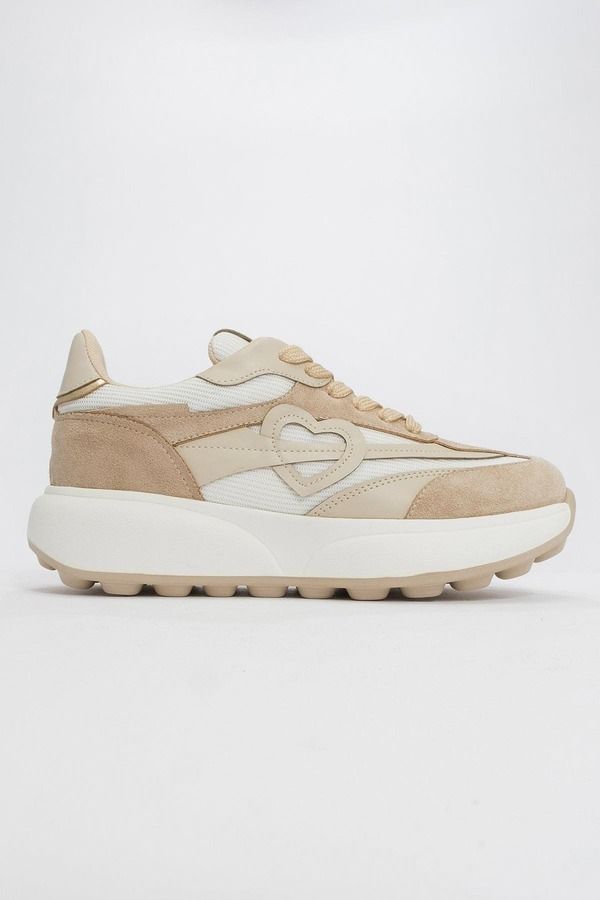 プロローグシューズ レディースニーカー Prologue Shoes Belmon Sneakers Women Beige Suede Faux Leather ベージュ