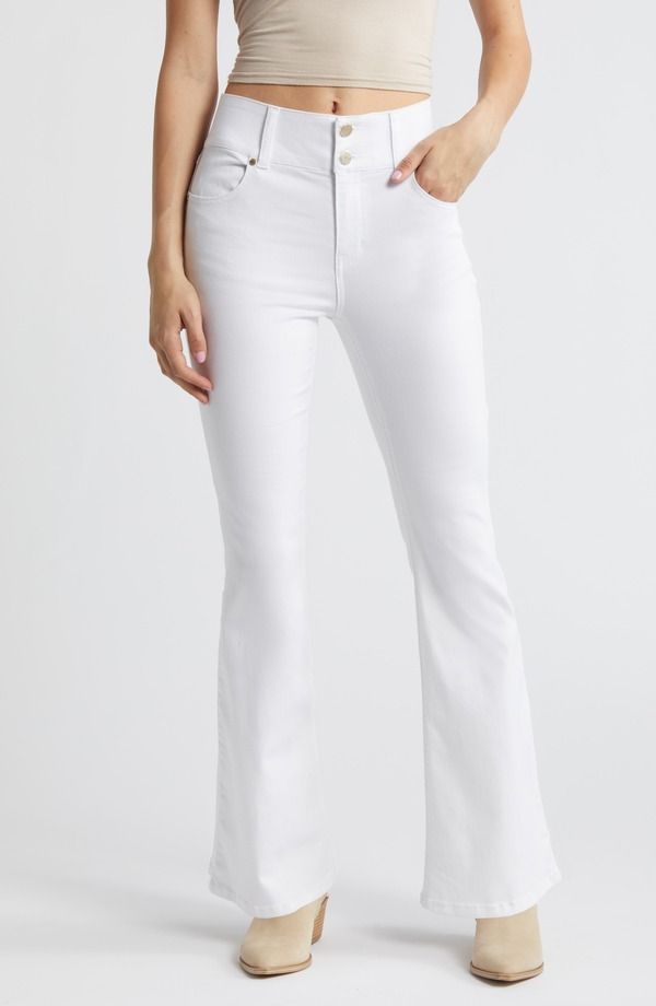 1822 デニム レディース ボトムス デニムパンツ ハイウエスト ジーンズ 1822 Denim Fit Lift High Waist Flare Jeans WHITE ホワイト