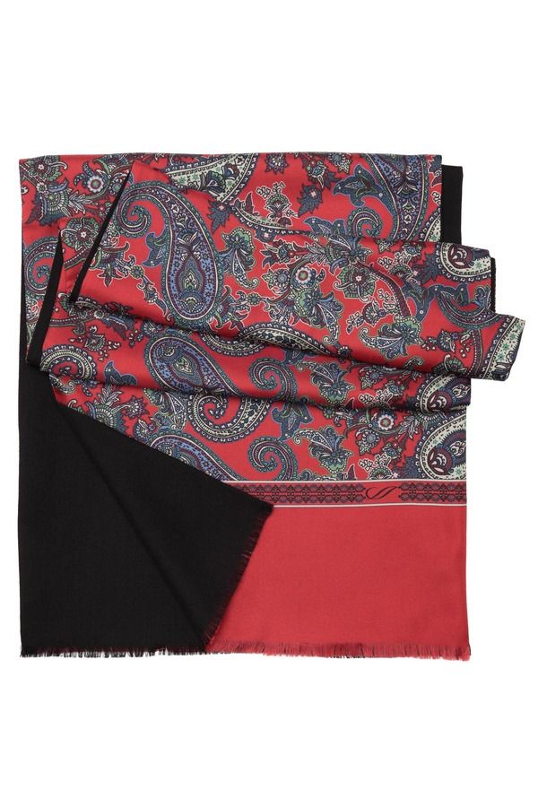 エリザベッタ メンズ アクセサリー マフラー・ストール・スカーフ ウール シルク Elizabetta Venezia Wool Backed Silk Scarfor Men Red レッド